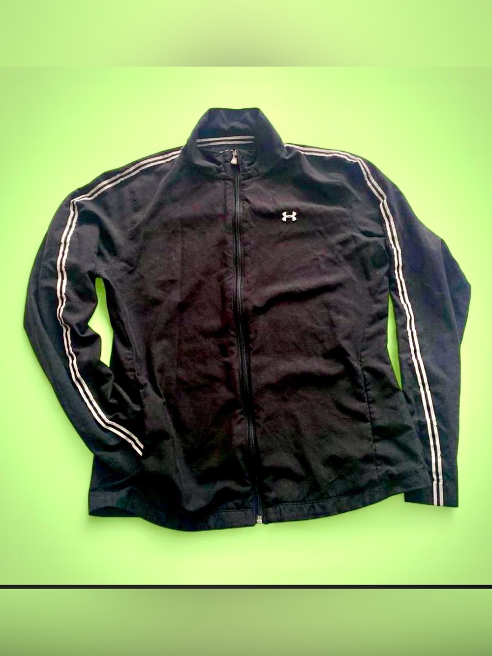 Under Armour Black Zip Up Performance Jacket with Stripe - All Season Gear